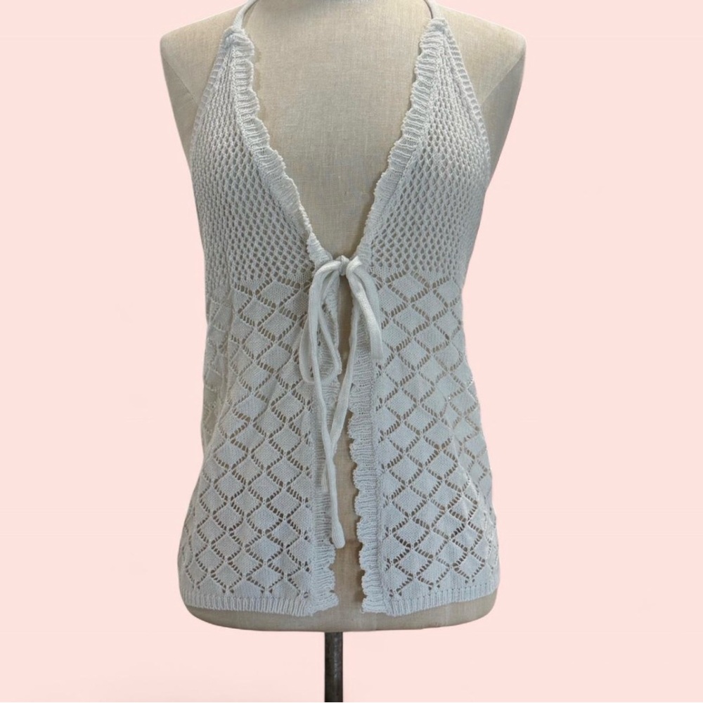 🤍White Crochet Halter Top 🤍